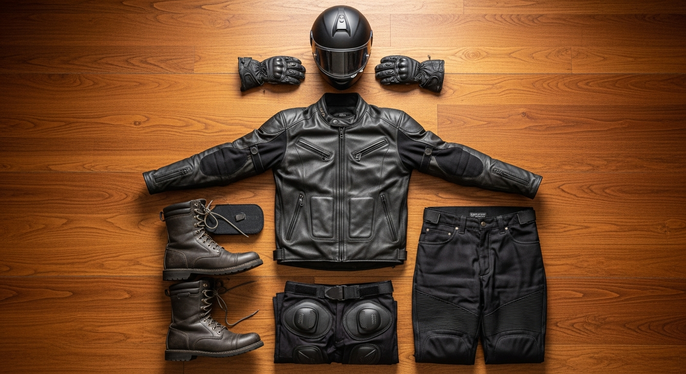 Combinar pantalón con chaqueta, botas y guantes - pantalones moto