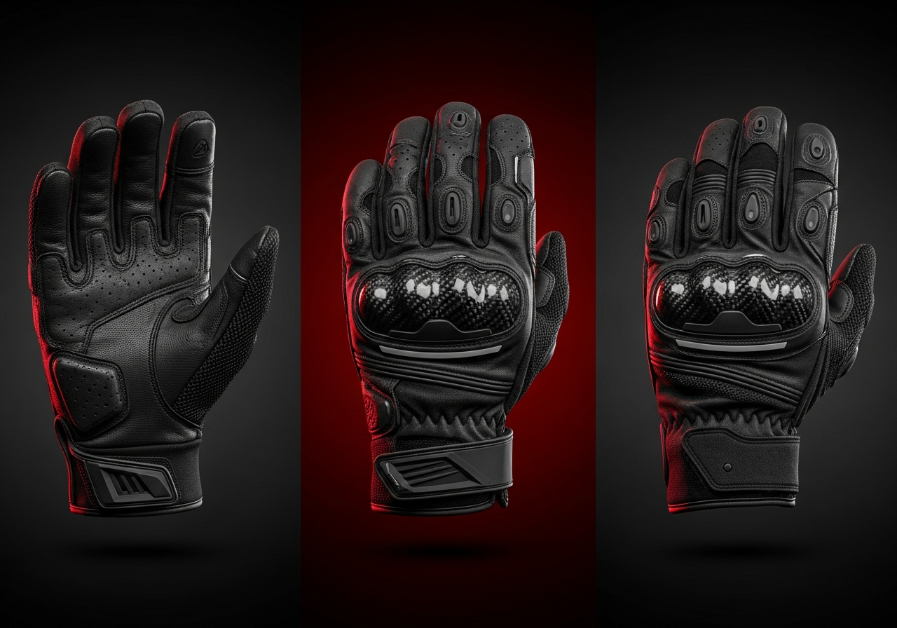 Guantes moto verano 2026 frescos y seguros - comparison three summer motorcycle gloves: short cuff vs ful