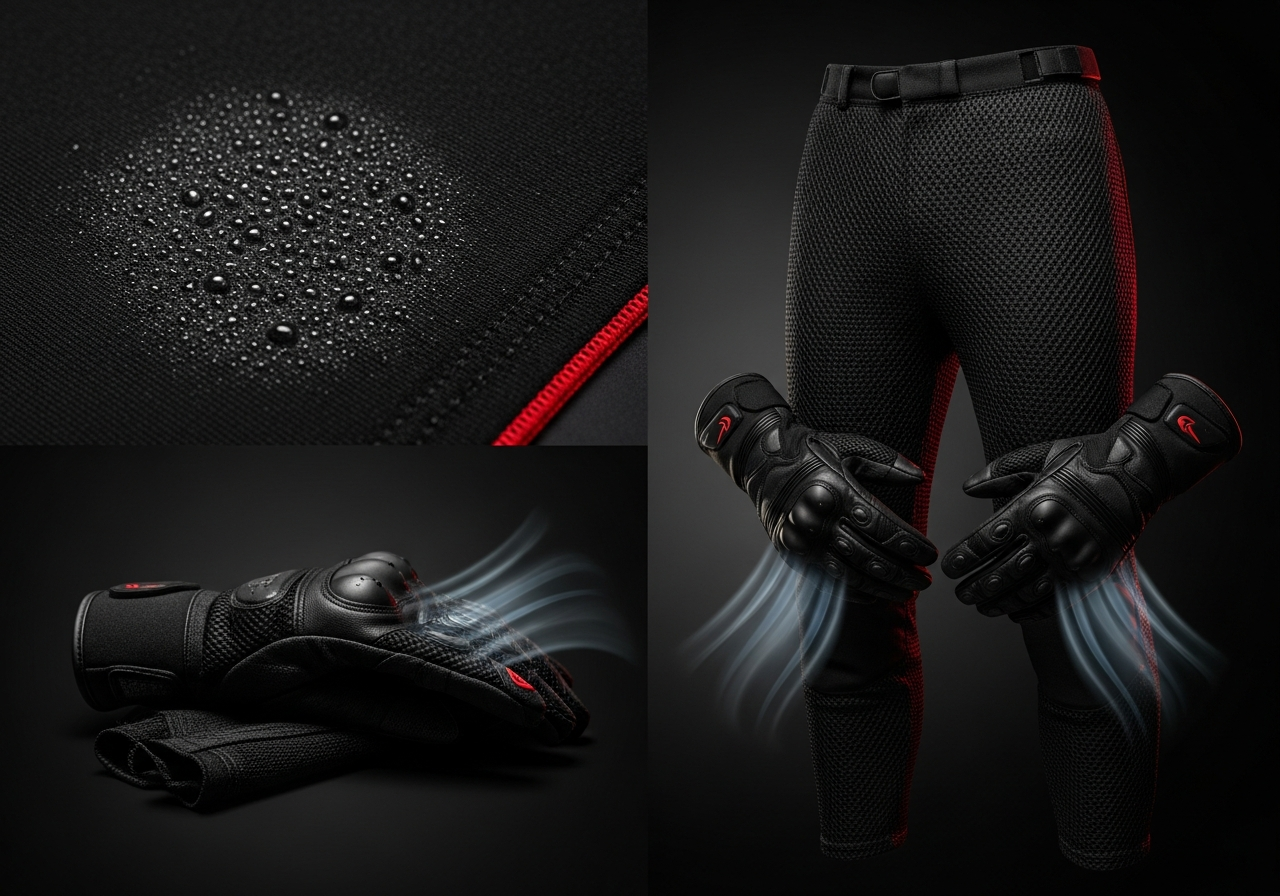 Equipación moto verano - sin pasar calor pero protegido - cooling base layer worn under motorcycle jacket showing mois