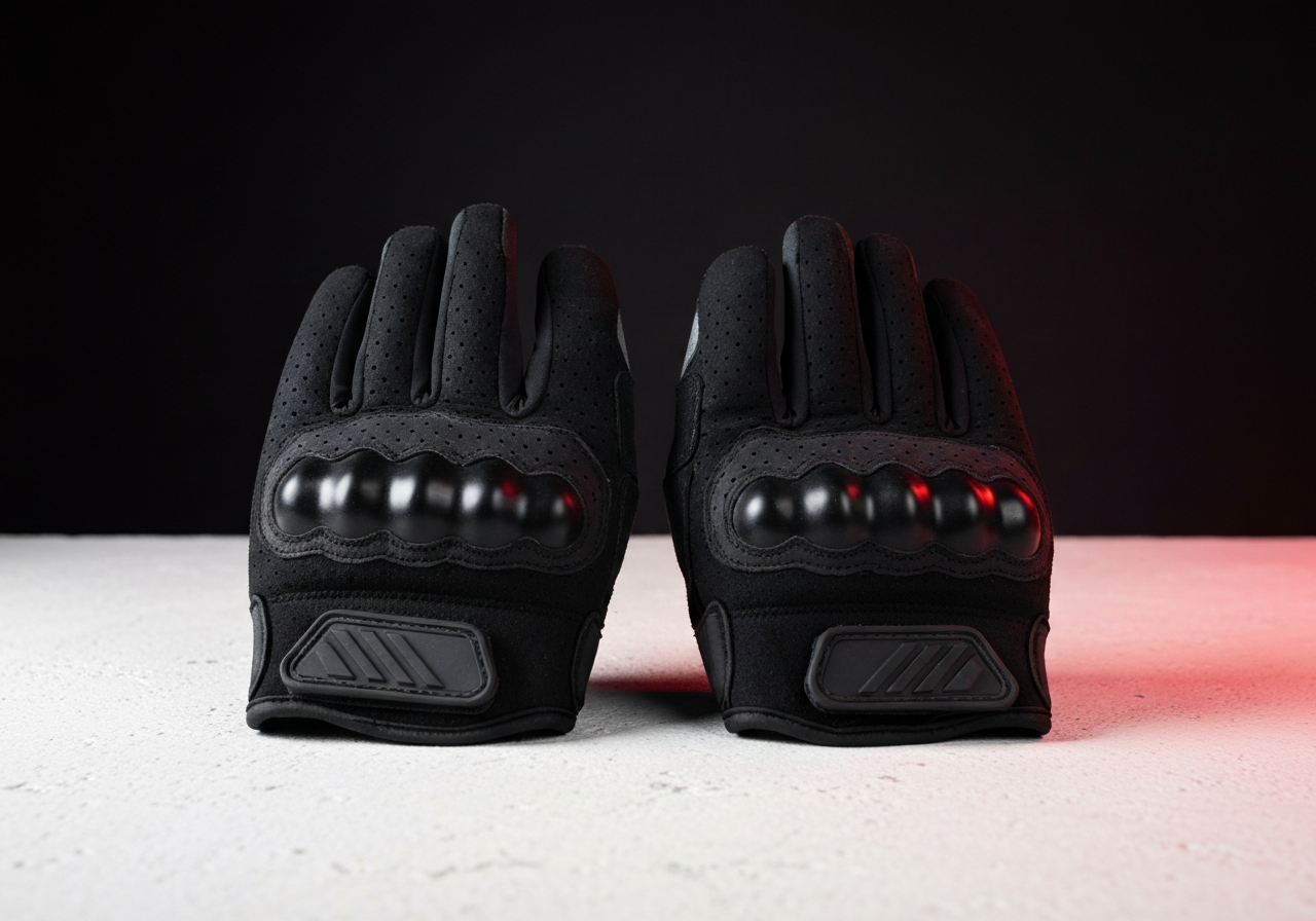 Guantes obligatorios en moto 2026- normativa, multas y que comprar - Empty pair of summer perforated motorcycle gloves arranged s