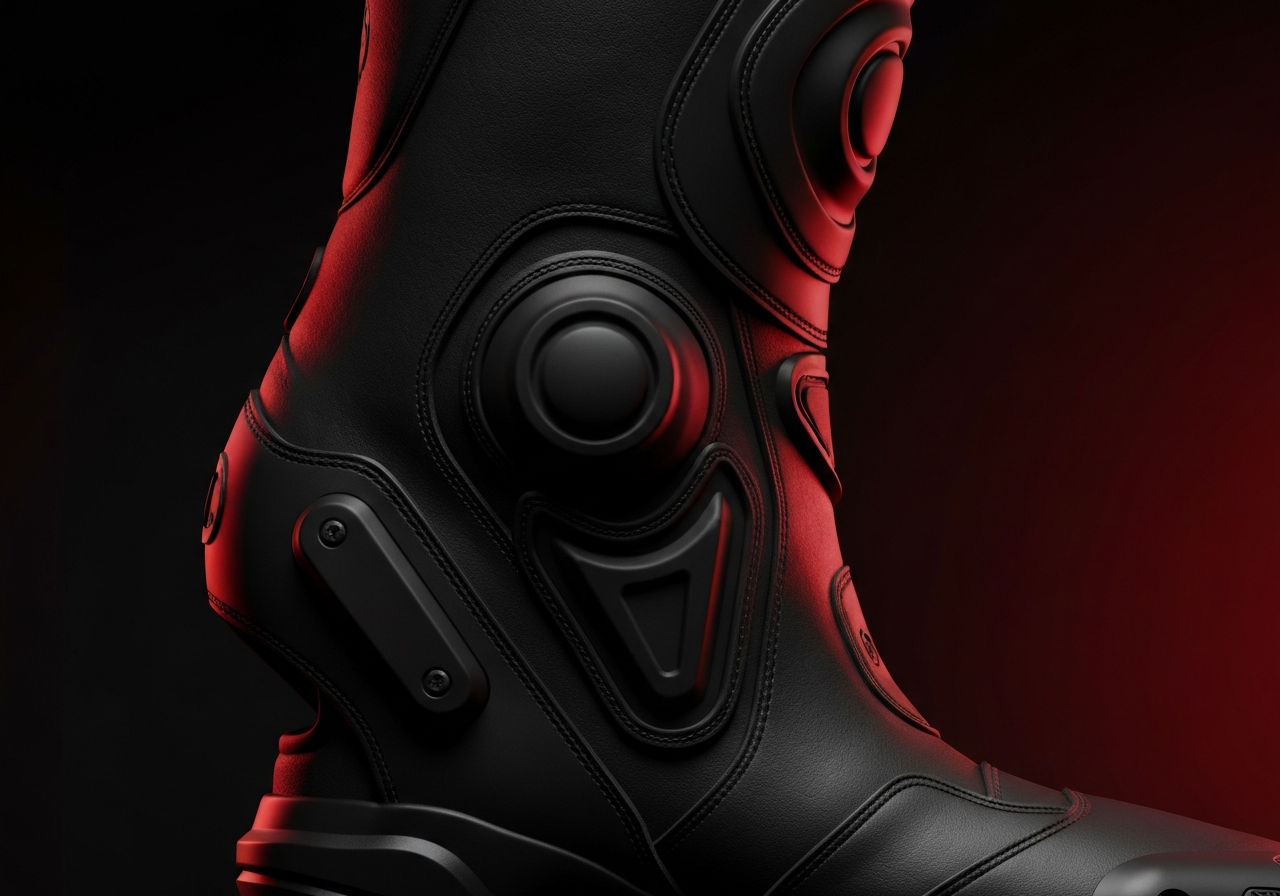 Mejores botas moto urbanas 2026- seguridad sin parecer motorista - Side profile macro of urban motorcycle boot showing hidden C