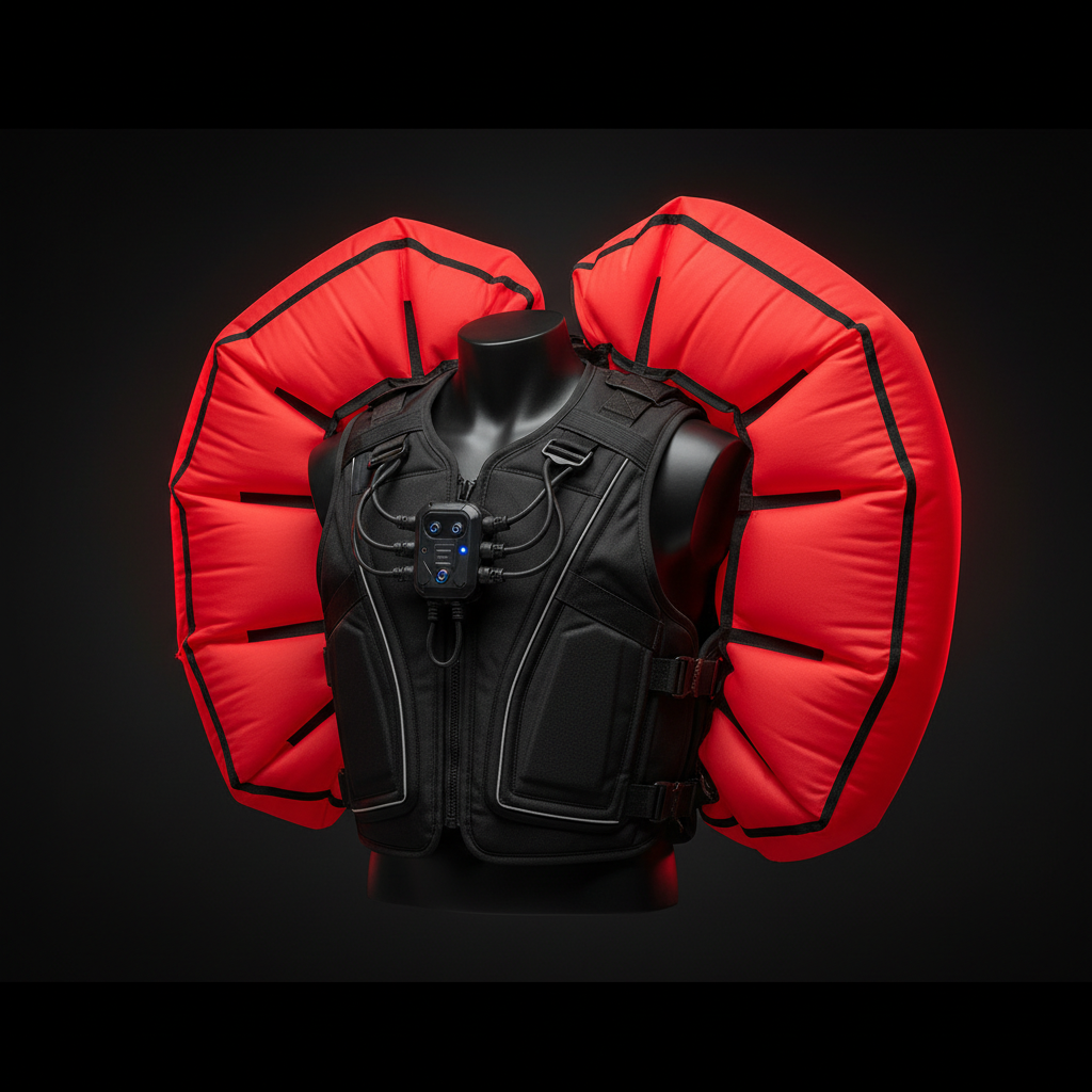 Alpinestars outlet 2026: todo el catálogo con descuento en Valencia - Motorcycle airbag vest deployment demonstration mockup with 