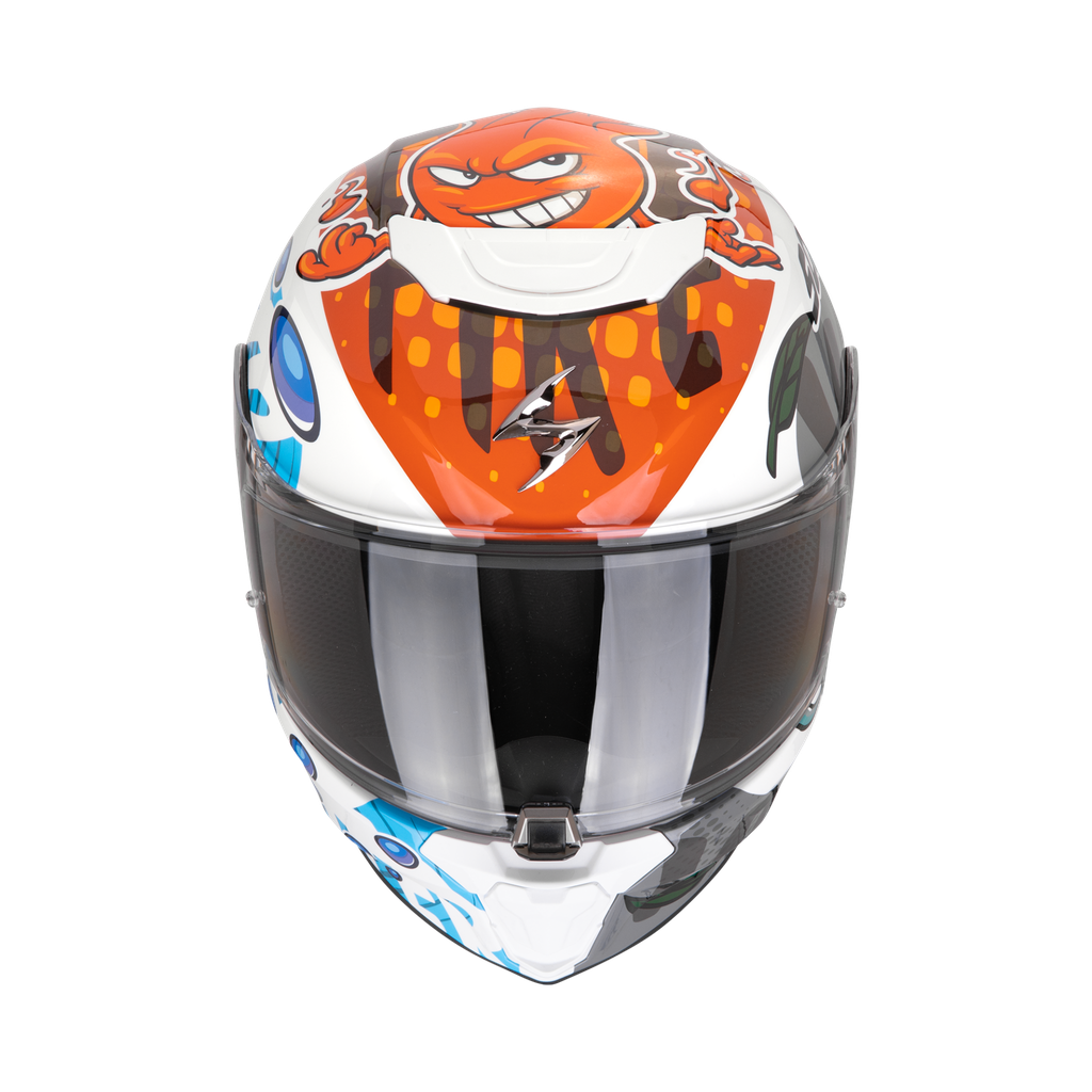 Casco Scorpion Exo-Jnr Air The4Elements Blanco-Azul-Naranja - imagen 1
