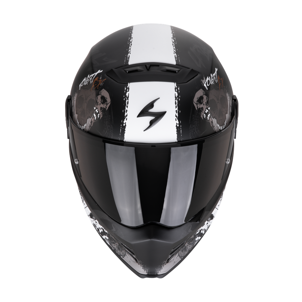 Casco Scorpion Covert FX Skullz Negro Mate Gris Oro - imagen 1