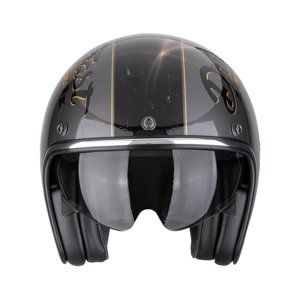 Casco Scorpion Belfast Evo Drive Fast Plata-Negro-Oro - imagen 1