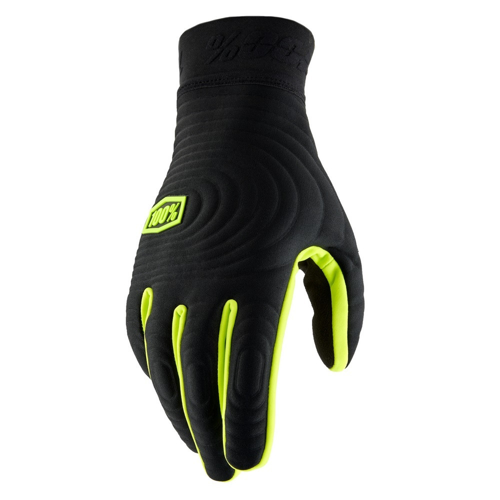 Guantes 100% Brisker Xtreme Negro / Amarillo Fluor