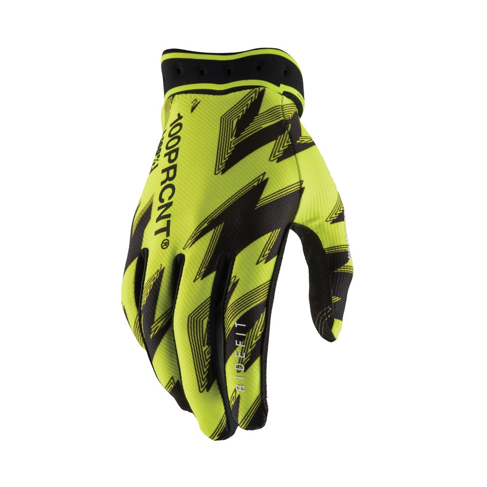 [1004600026] Guantes 100% Ridefit M2 Amarillo Fluor / Negro (S)