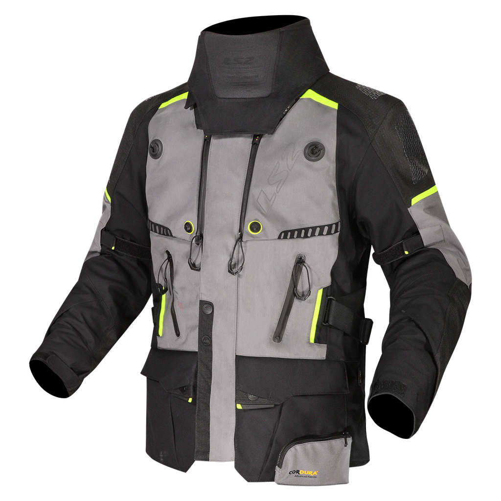 [64220F0112S] Chaqueta Moto LS2 Apollo Hombre Negro Oscuro Gris Amarillo (S)