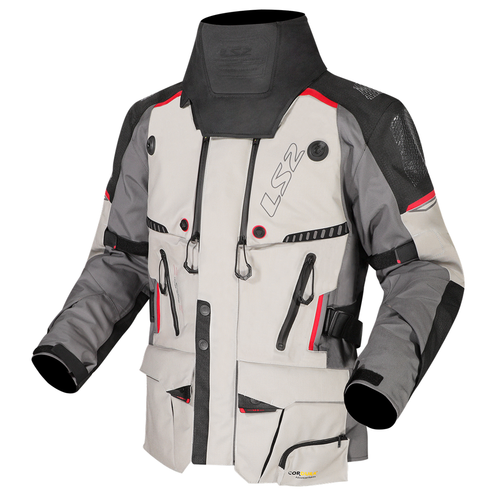 Chaqueta Moto LS2 Apollo Hombre Gris Negro Rojo