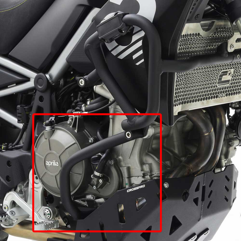 [2CP197L87A0005] Barras Protección Motor Crosspro Aprilia Tuareg 22-25 / Rally Negro 2CP197L87A0005
