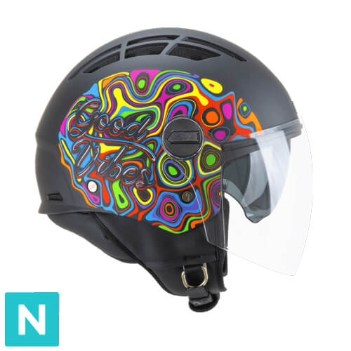 [116L-ALV-01 A1] Casco Jet CGM 116L AIR Lucy Negro Azul Claro Verde Mate (XS)