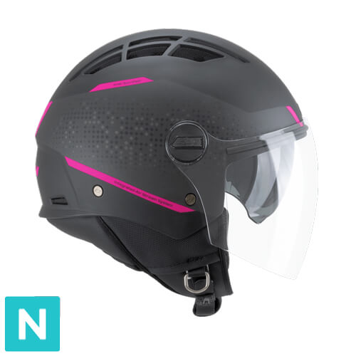 [116X-ALV-20 A1] Casco Jet CGM 116X AIR City Negro Fucsia Flúor Mate (XS)