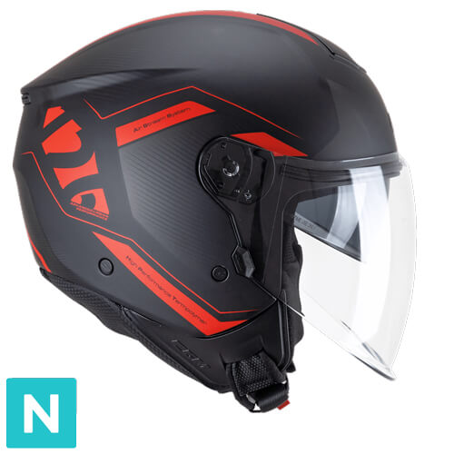 [126G-BLV-03 A1] Casco Jet CGM 126G IPE City Negro Rojo Mate (XS)