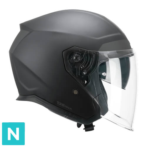 [136F-BLV-01 A1] Casco Jet CGM 136F RNA Fibra Mono Negro Mate (XS)