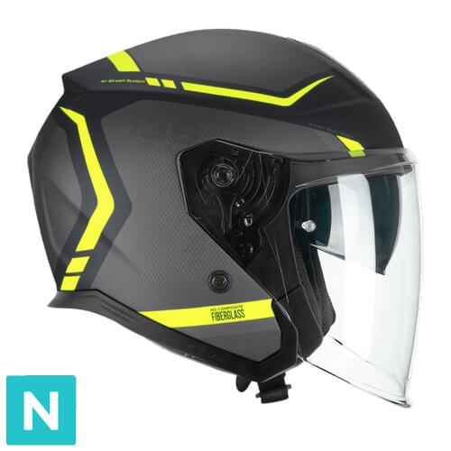 [136M-BLV-19 A1] Casco Jet CGM 136M RNA Fibra Ride Negro Amarillo Flúor Mate (XS)