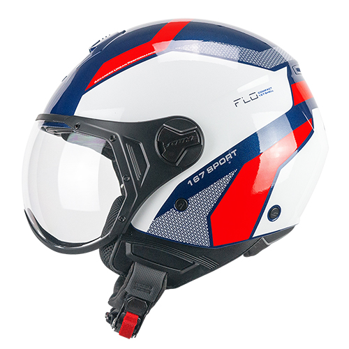 [167D-ASA-85 A0] Casco Jet CGM 167D FLO Sport Azul Blanco Rojo Perfilada