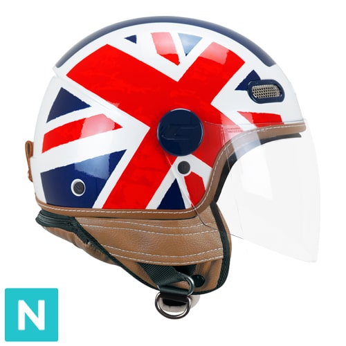 [191K-ALA-79 A1] Casco Jet CGM 191K PIX UK Blanco Azul Rojo Larga (XS)