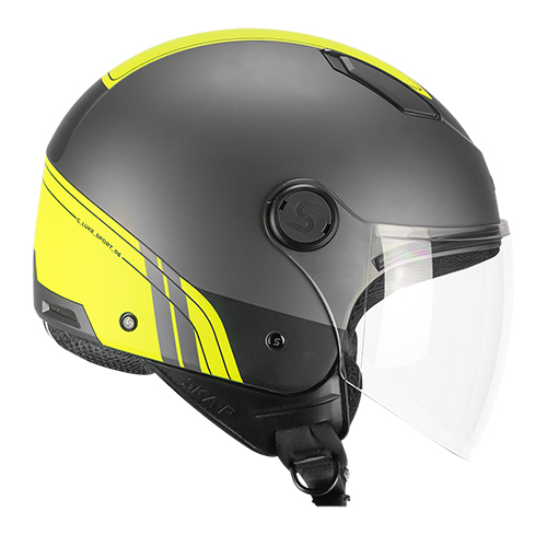 [1LHG-BLA-19 A1] Casco Jet CGM 1LHG Luke Sport Antracita Amarillo Flúor Satinado (XS)