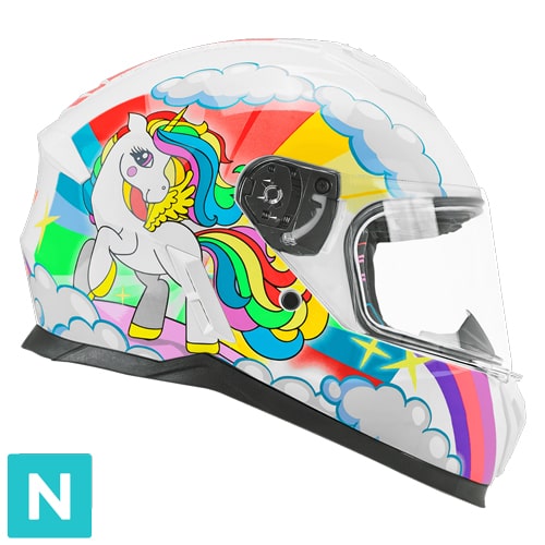 [265D-BLA-71 YE] Casco Infantil CGM 265D Micro Dreams Blanco Fucsia Celeste (YXL)
