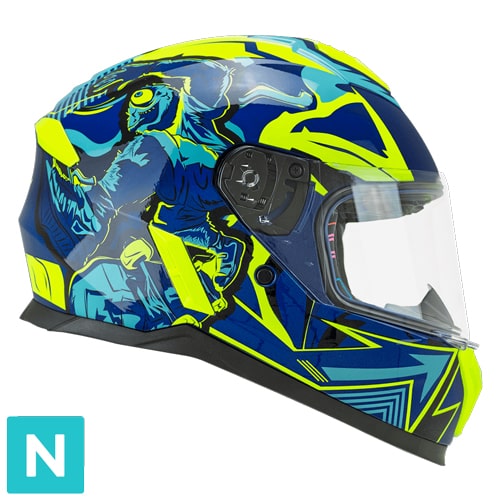 [265X-BLA-93 YE] Casco Infantil CGM 265X Micro Monster Azul Amarillo Flúor (YXL)