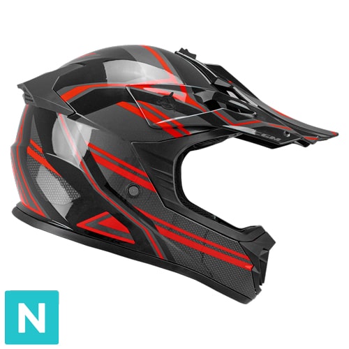 [267G-AFA-85 YE] Casco Infantil CGM 267G Dirt-x Fury Negro Gris Rojo (YXL)