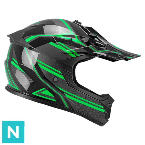 [267G-AFA-89 YE] Casco Infantil CGM 267G Dirt-x Fury Negro Gris Verde (YXL)