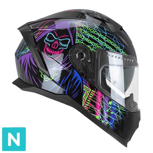 Casco Integral CGM 311T Blast Tech Negro Violeta Verde Flúor