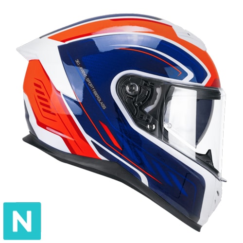 [361S-ALV-79 A1] Casco Integral CGM 361S Avent Fibra Race Blanco Azul Rojo Flúor (XS)