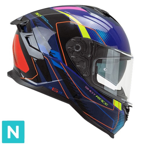 [363G-ALV-80 A1] Casco Integral CGM 363G Shot Race Azul Violeta Rojo (XS)