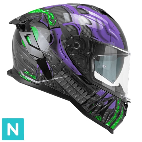 Casco Integral CGM 363R Shot Villain Negro Violeta Verde Flúor