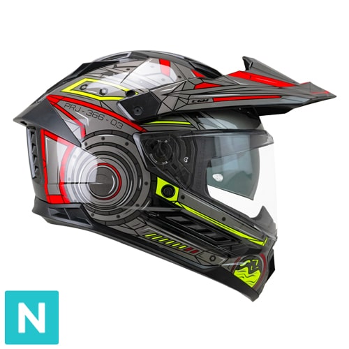 [366T-ALV-83 A1] Casco Integral CGM 366T Dual Tech Negro Rojo Amarillo Flúor (XS)