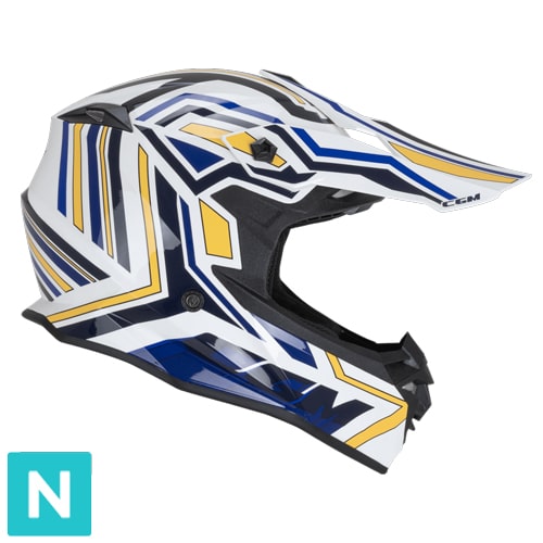 [367G-AFA-14 A1] Casco Integral CGM 367G Mud-x Fury Blanco Azul Amarillo (XS)