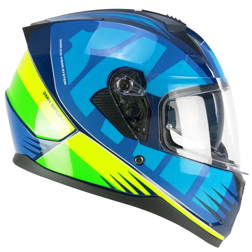 [3MHG-ALV-93 A1] Casco Integral CGM 3MHG Speeder Sport Azul Amarillo Flúor (XS)