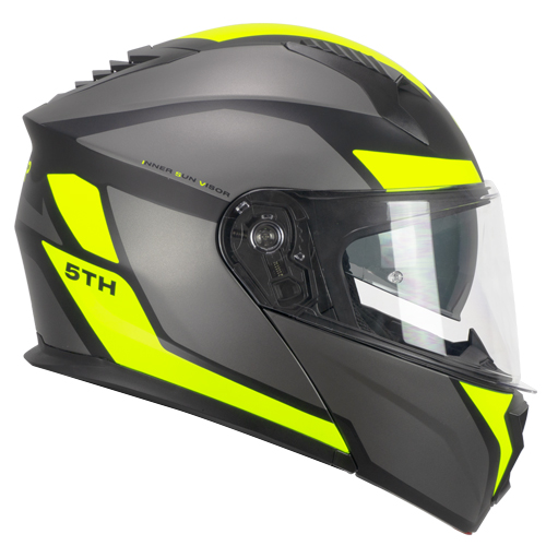 [5THG-ALV-19 A1] Casco Modular CGM 5THG Falcon Sport Negro Amarillo Flúor Mate (XS)