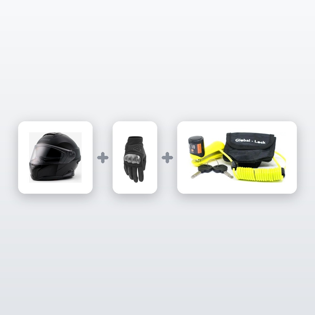 [KIT-EQUIPATE] Chollo Kit Moto Equípate: Casco + Guantes + Antirrobo