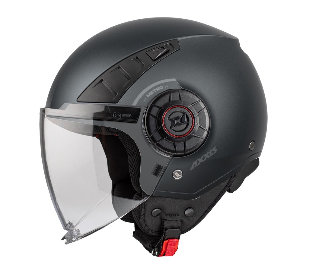 [4333B120232] Casco Axxis OF513B Metro S Solid V2 A2 Titanium Mate (XXS)