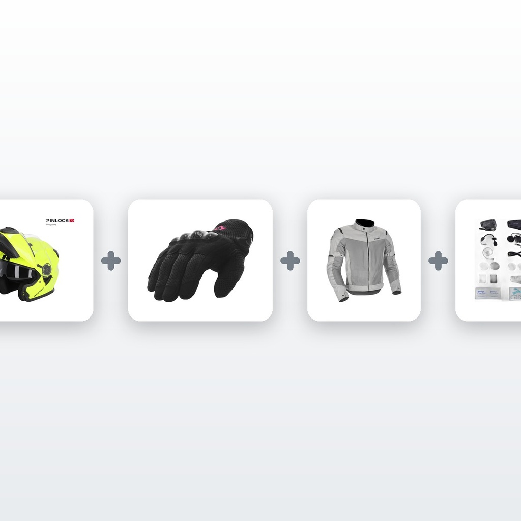 [PACK-MOD_STD-FULL] Chollo Kit Moto Casco Modular: Casco + Guantes + Chaqueta + Intercomunicador