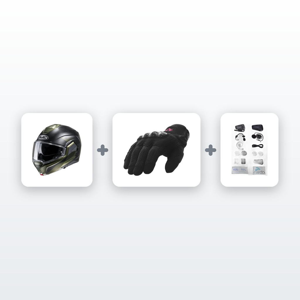 [PACK-MOD_PREM-CONECTADO] Chollo Kit Moto Casco Modular Premium: Casco + Guantes + Intercomunicador