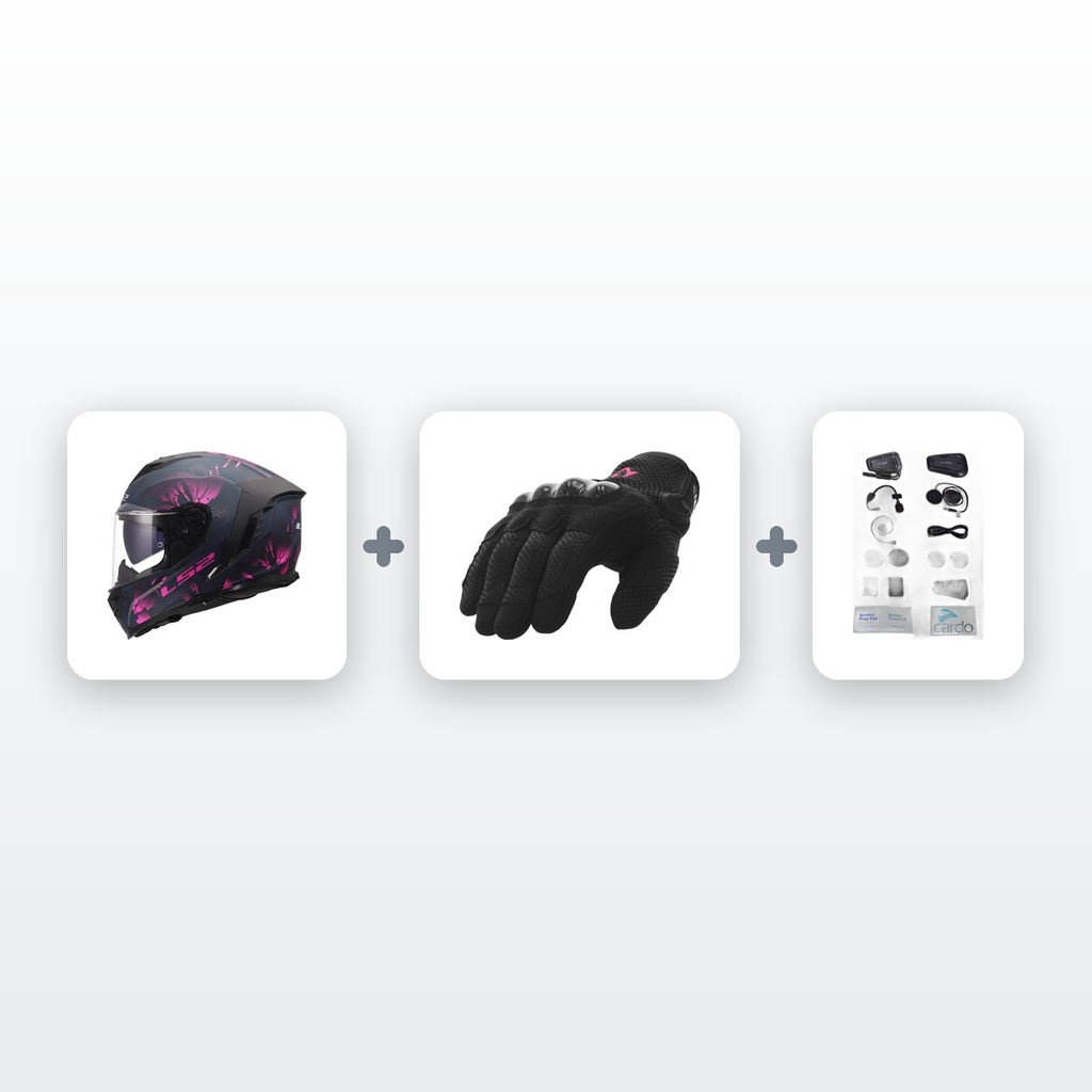 [PACK-INT_STD-CONECTADO] Chollo Kit Moto Casco Integral: Casco + Guantes + Intercomunicador