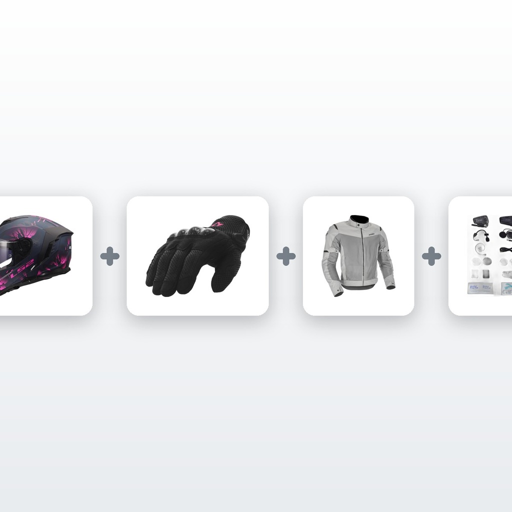 [PACK-INT_STD-FULL] Chollo Kit Moto Casco Integral: Casco + Guantes + Chaqueta + Intercomunicador