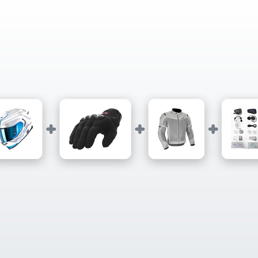 [PACK-INT_PREM-FULL] Chollo Kit Moto Casco Integral Premium: Casco + Guantes + Chaqueta + Intercomunicador