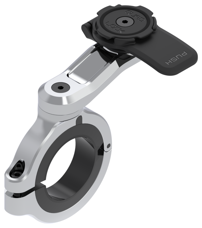 QUAD LOCK Soporte de smartphone para manillar QUAD LOCK Pro Chrome - Largo / Fatbar / Special Custom