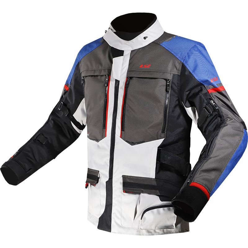 [64150F0126S] Chaqueta Moto LS2 Norway Hombre Azul Negro Gris Rojo (S)