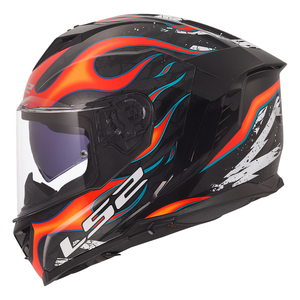 LS2 FF818 Storm III Flames Black Red 3XL