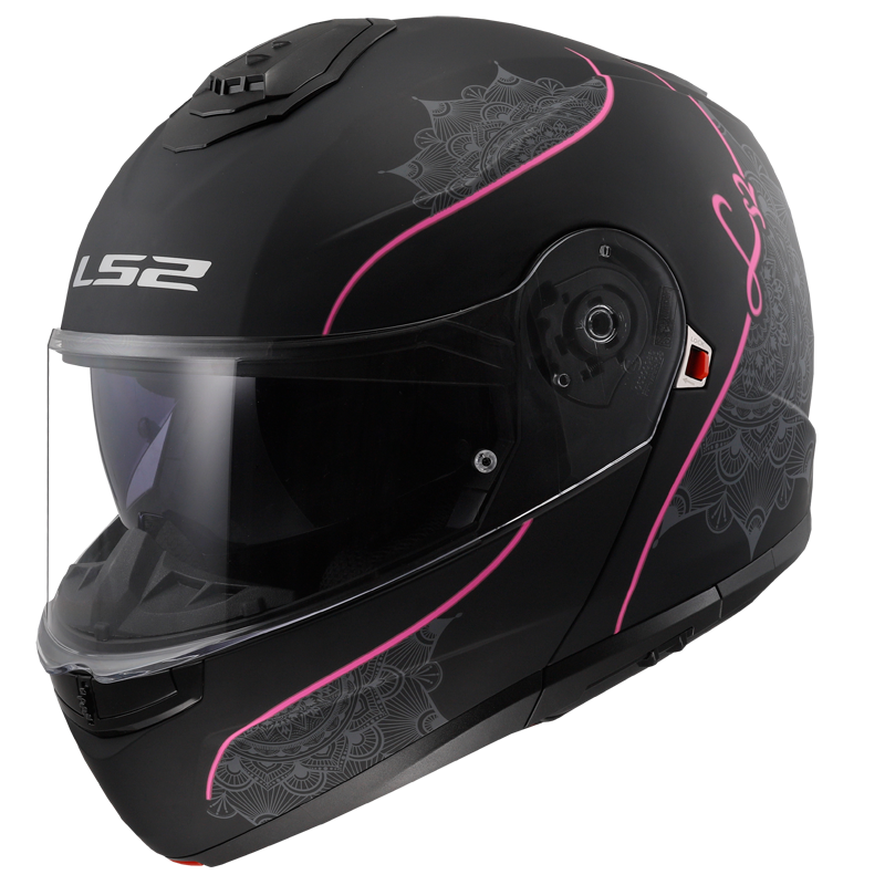 [569082145XS] Casco Moto Modular LS2 FF908 Strobe II Lux Mate Negro Rosa (XS)