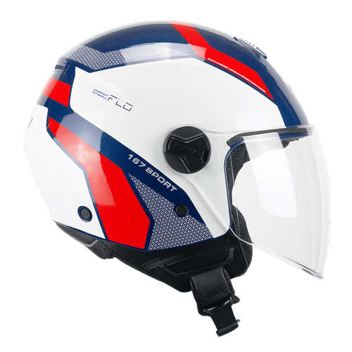 Casco Jet CGM 167D FLO Sport Azul Blanco Rojo Larga