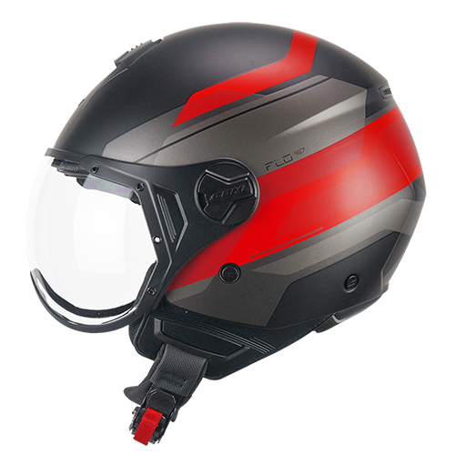Casco CGM 167K Flo City Negro Rojo Mate Contorneado