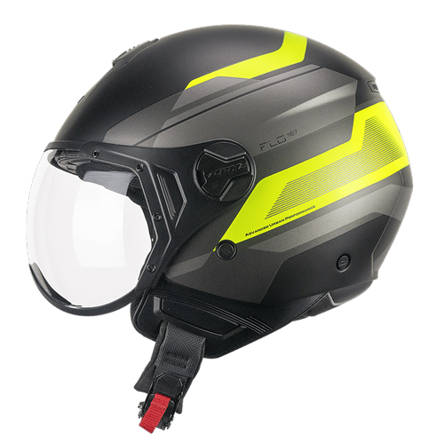 [167K-ASA-19 A0] Casco Jet CGM 167K FLO City Negro Amarillo Flúor Mate Perfilada (XXS)
