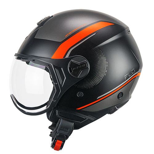 [167M-ASA-17 A0] Casco Jet CGM 167M FLO DOT Negro Naranja Flúor Mate Perfilada (XXS)