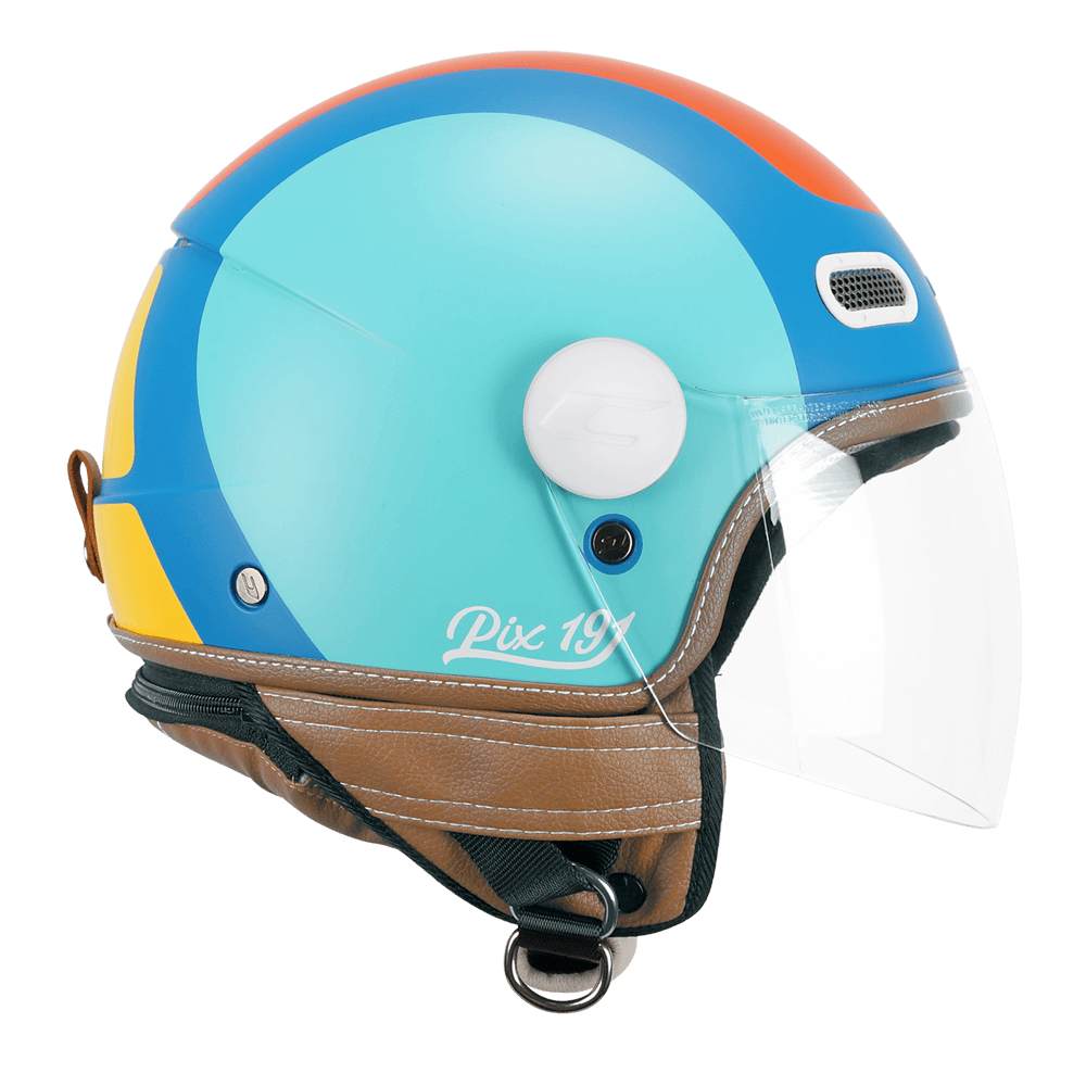 [191G-ALA-26 A1] Casco Jet CGM 191G PIX Sprint Celeste Naranja Op. Larga (XS)